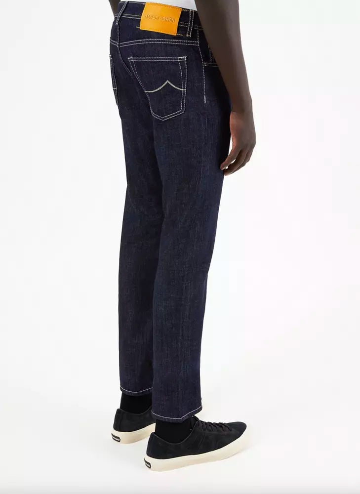 Jacob Cohen Blue Cotton Men Jeans with Straight Leg Cut