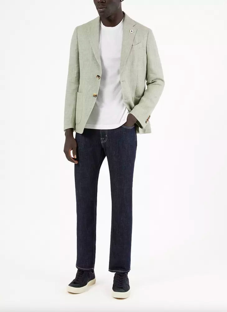 Jacob Cohen Blue Cotton Men Jeans with Straight Leg Cut