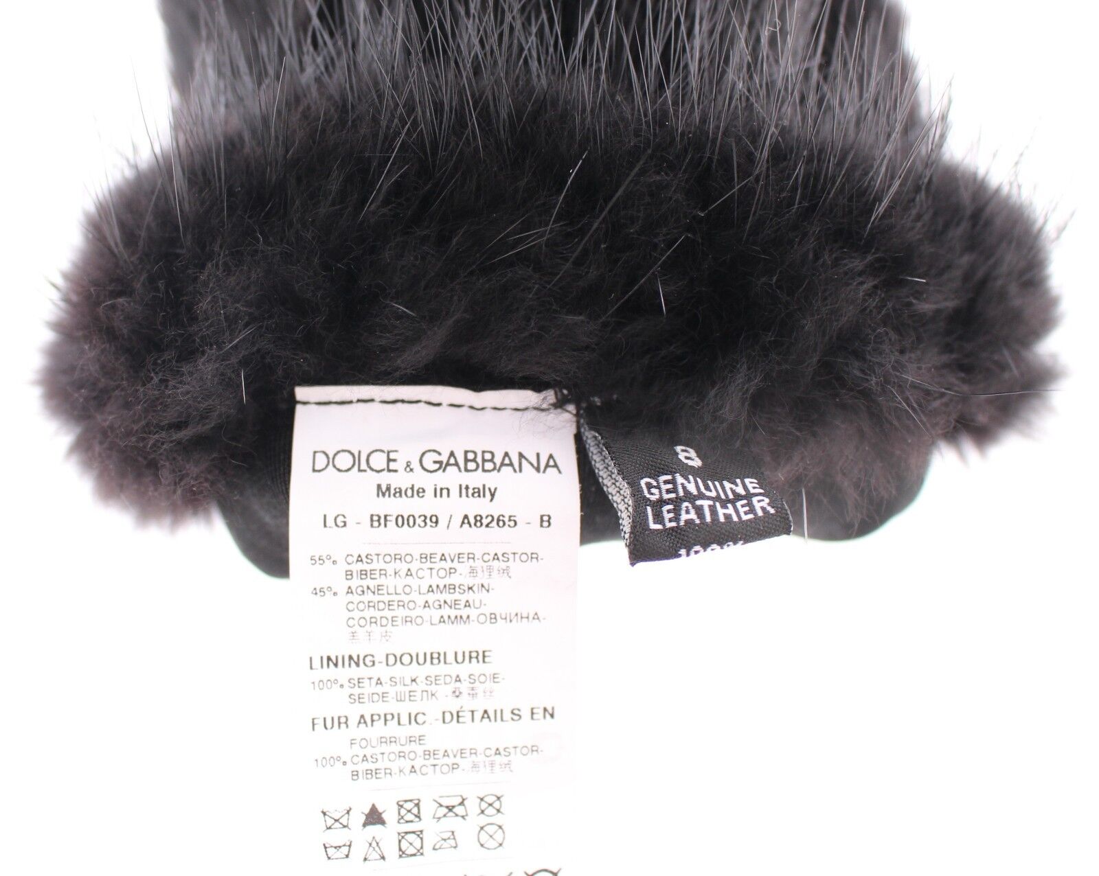 Dolce & Gabbana Black Beaver Fur Lambskin Leather Elbow Gloves LUNESCAPE