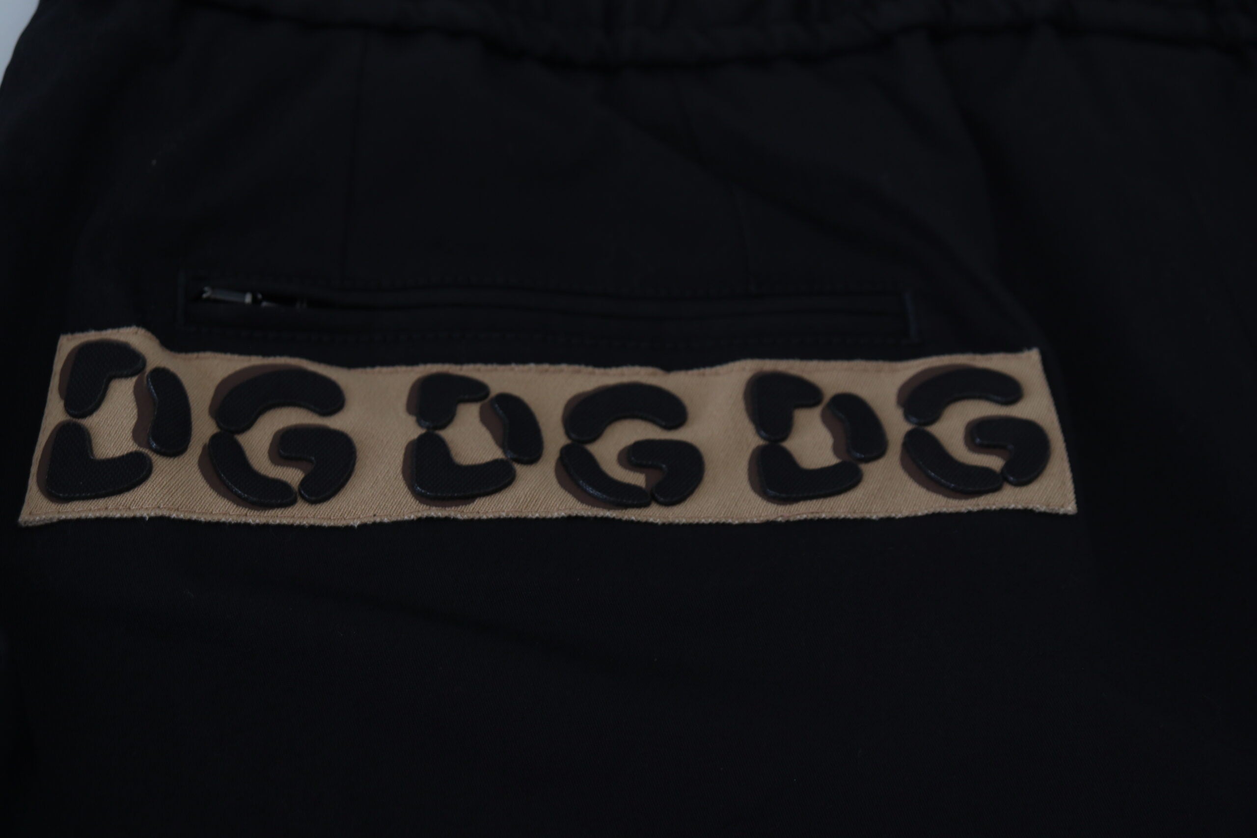 Dolce & Gabbana Black Elastic Waist DG Logo Cropped Pants