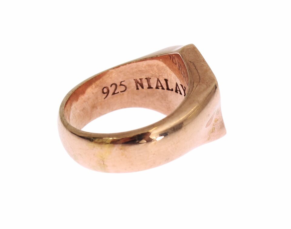 Nialaya Pink Gold 925 Silver Authentic Clear Ring LUNESCAPE