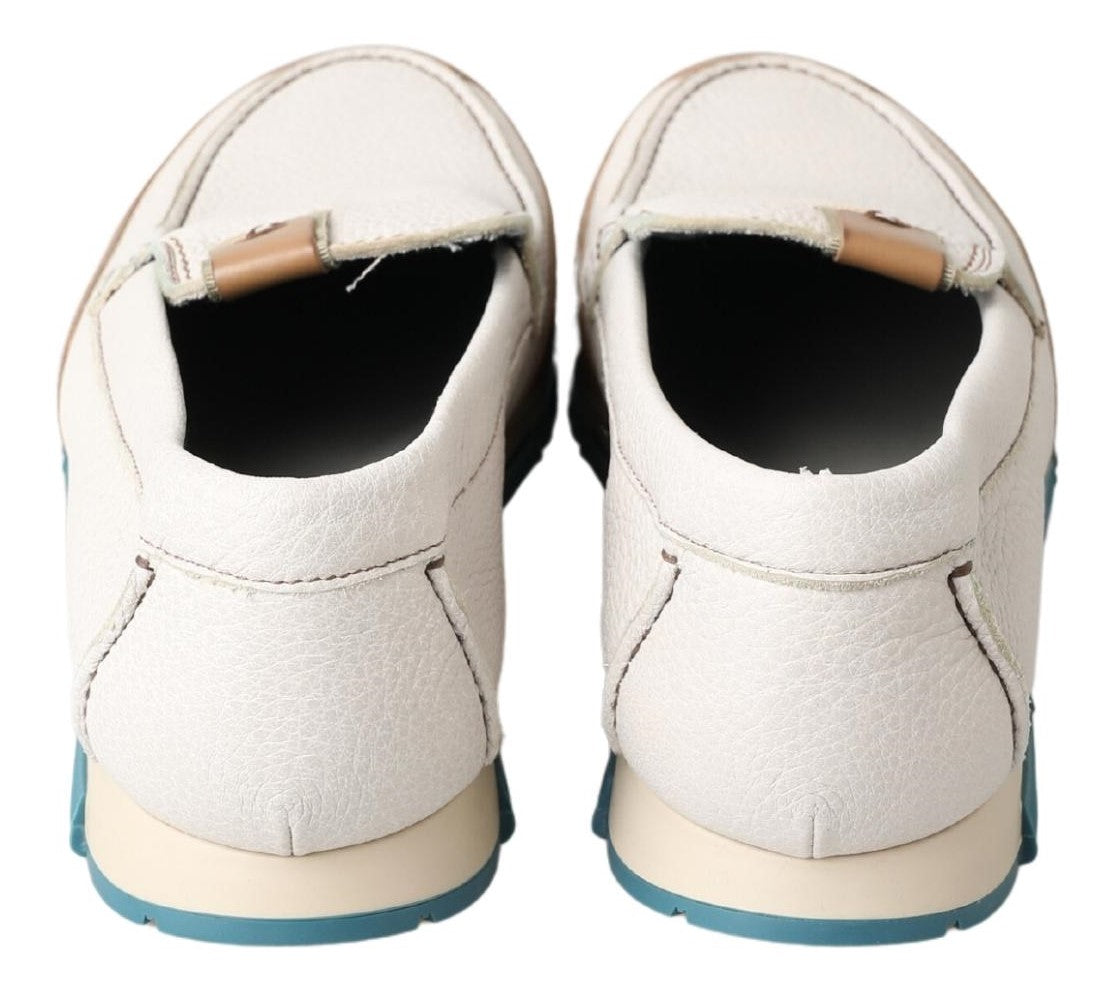 Dolce & Gabbana White Leather Loafers Moccasin