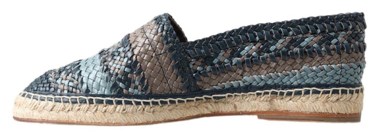 Dolce & Gabbana Blue Gray Leather Buffalo Espadrille Shoes LUNESCAPE