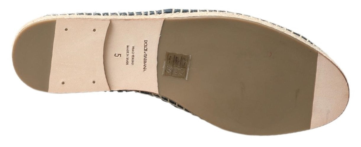 Dolce & Gabbana Blue Gray Leather Buffalo Espadrille Shoes LUNESCAPE