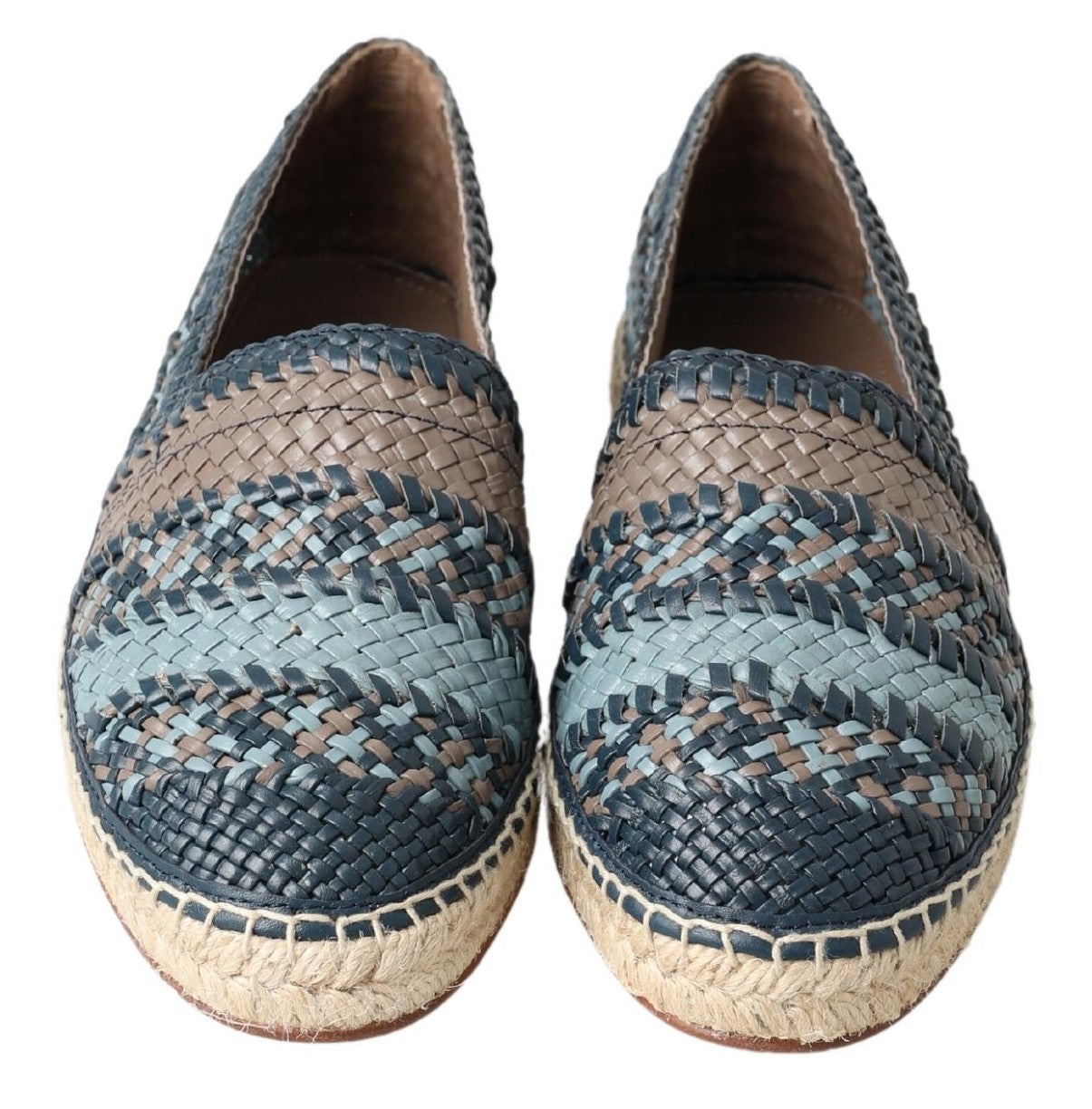 Dolce & Gabbana Blue Gray Leather Buffalo Espadrille Shoes LUNESCAPE