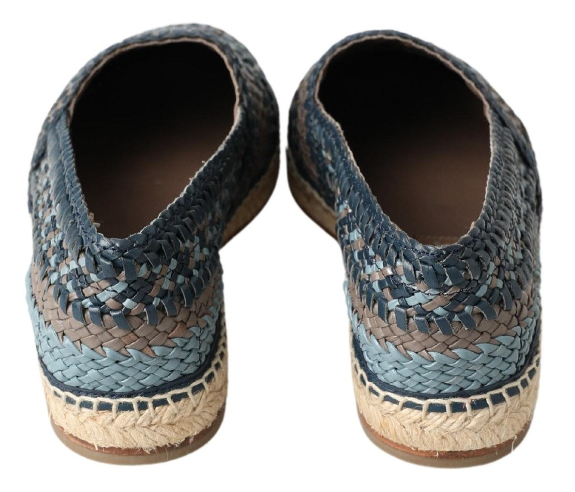 Dolce & Gabbana Blue Gray Leather Buffalo Espadrille Shoes LUNESCAPE