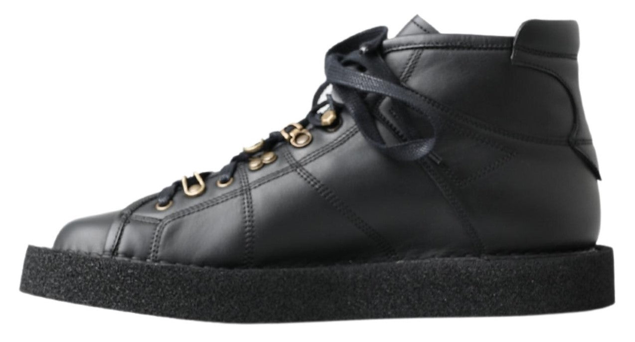 Dolce & Gabbana Black Leather Slip on Stretch Boots LUNESCAPE