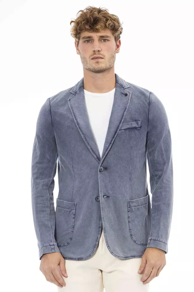 Distretto12 Blue Cotton Mens Blazer LUNESCAPE