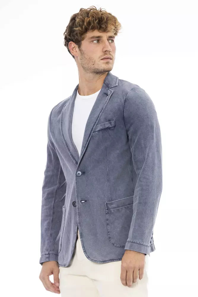 Distretto12 Blue Cotton Mens Blazer LUNESCAPE