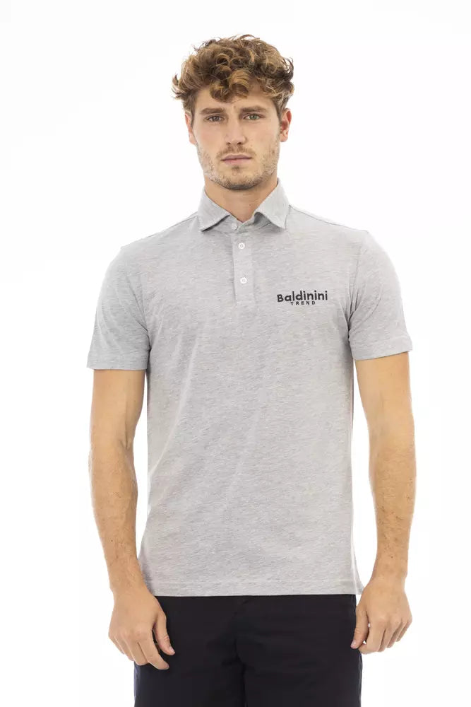 Baldinini Trend Gray Cotton Men Polo LUNESCAPE