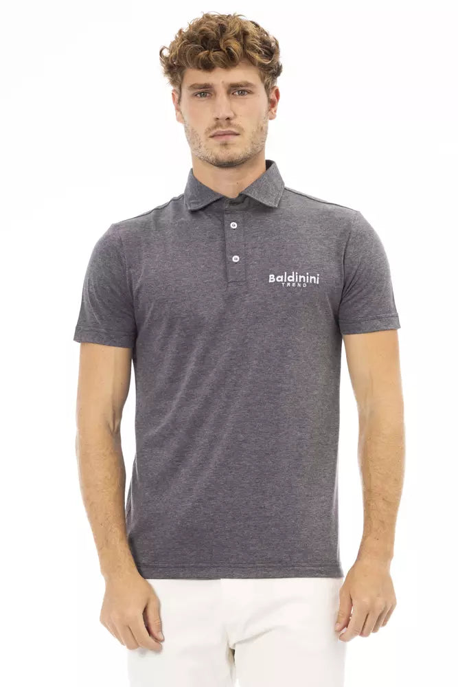Baldinini Trend Gray Cotton Men Polo Shirt LUNESCAPE