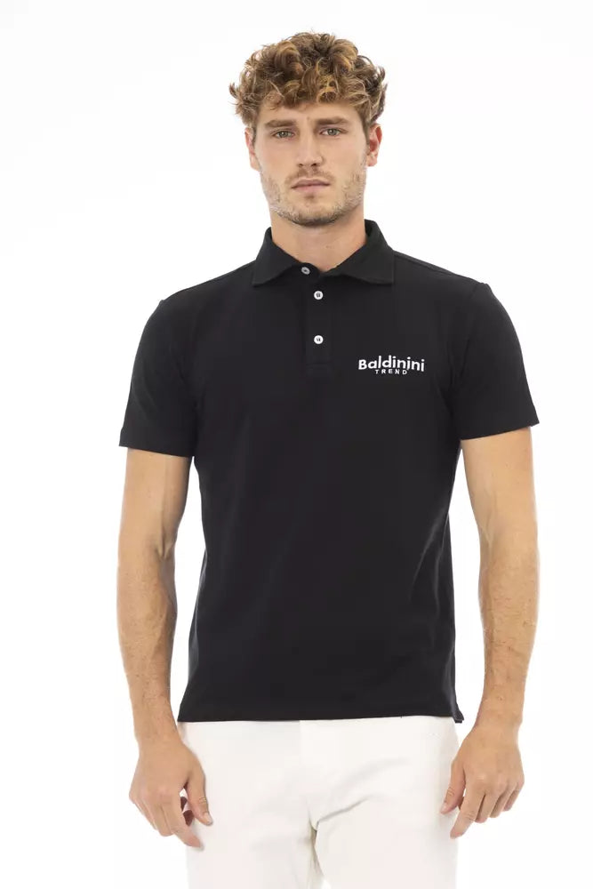 Baldinini Trend Black Cotton Men Polo Shirt LUNESCAPE