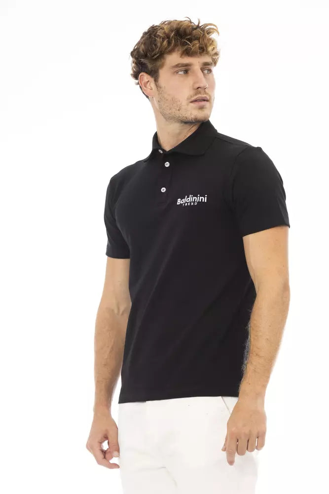 Baldinini Trend Black Cotton Men Polo Shirt LUNESCAPE
