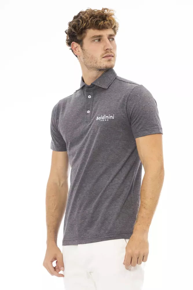 Baldinini Trend Gray Cotton Men Polo Shirt LUNESCAPE