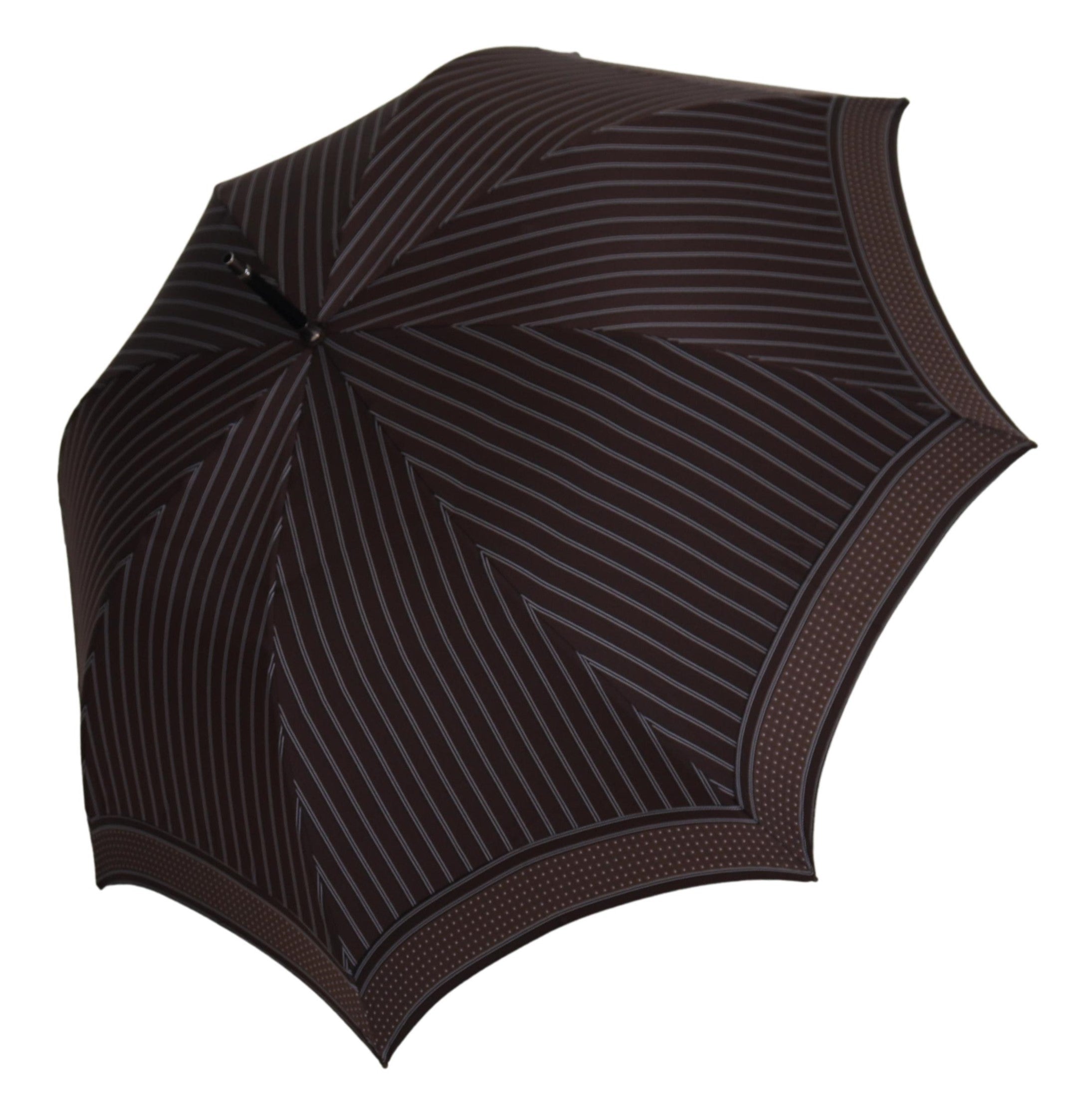 Dolce & Gabbana Brown Striped Leather Handle Collapsible Sartoria Umbrella LUNESCAPE