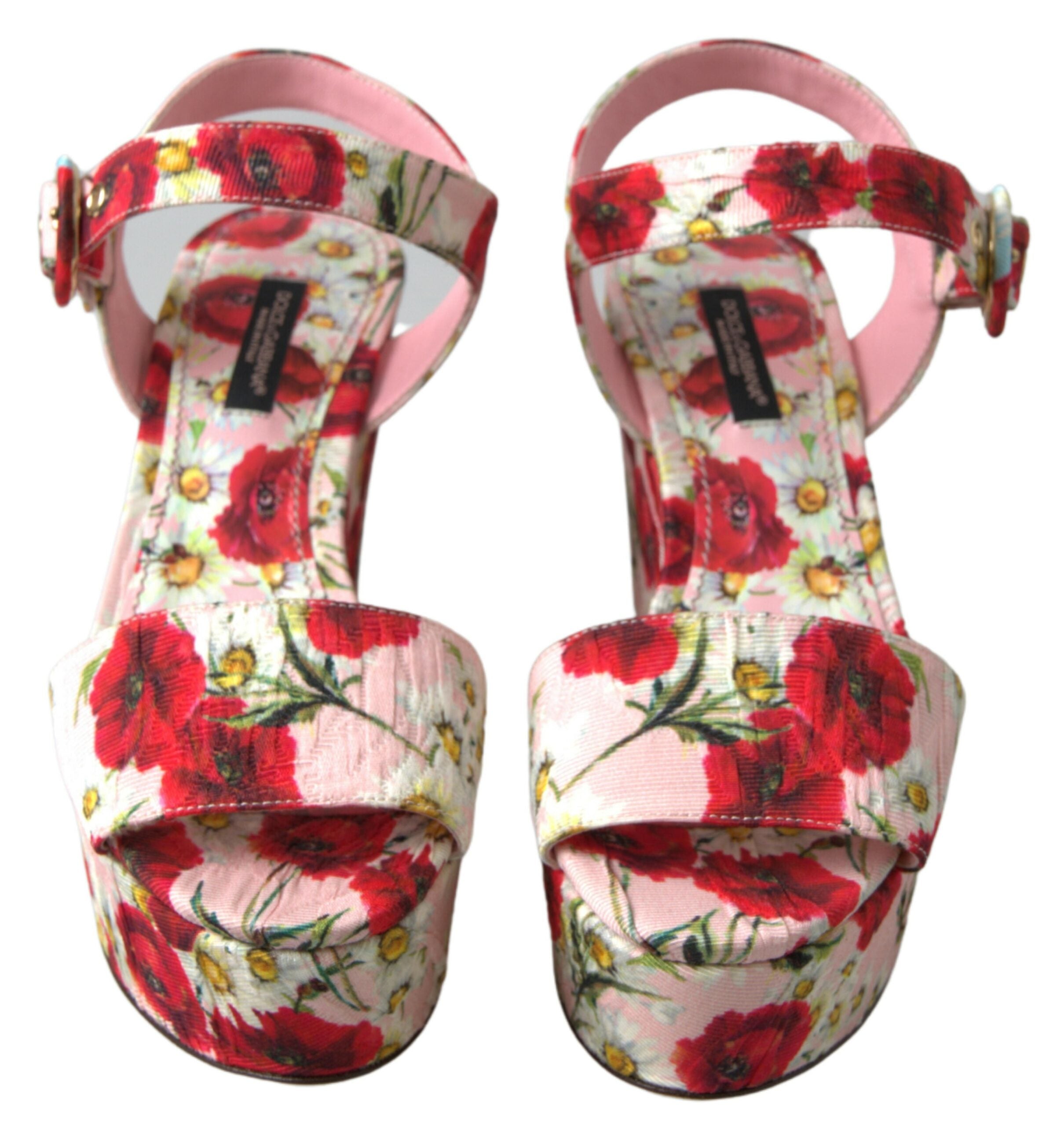 Dolce & Gabbana Multicolor floral print Wedges Floral Ankle Strap Sandals LUNESCAPE
