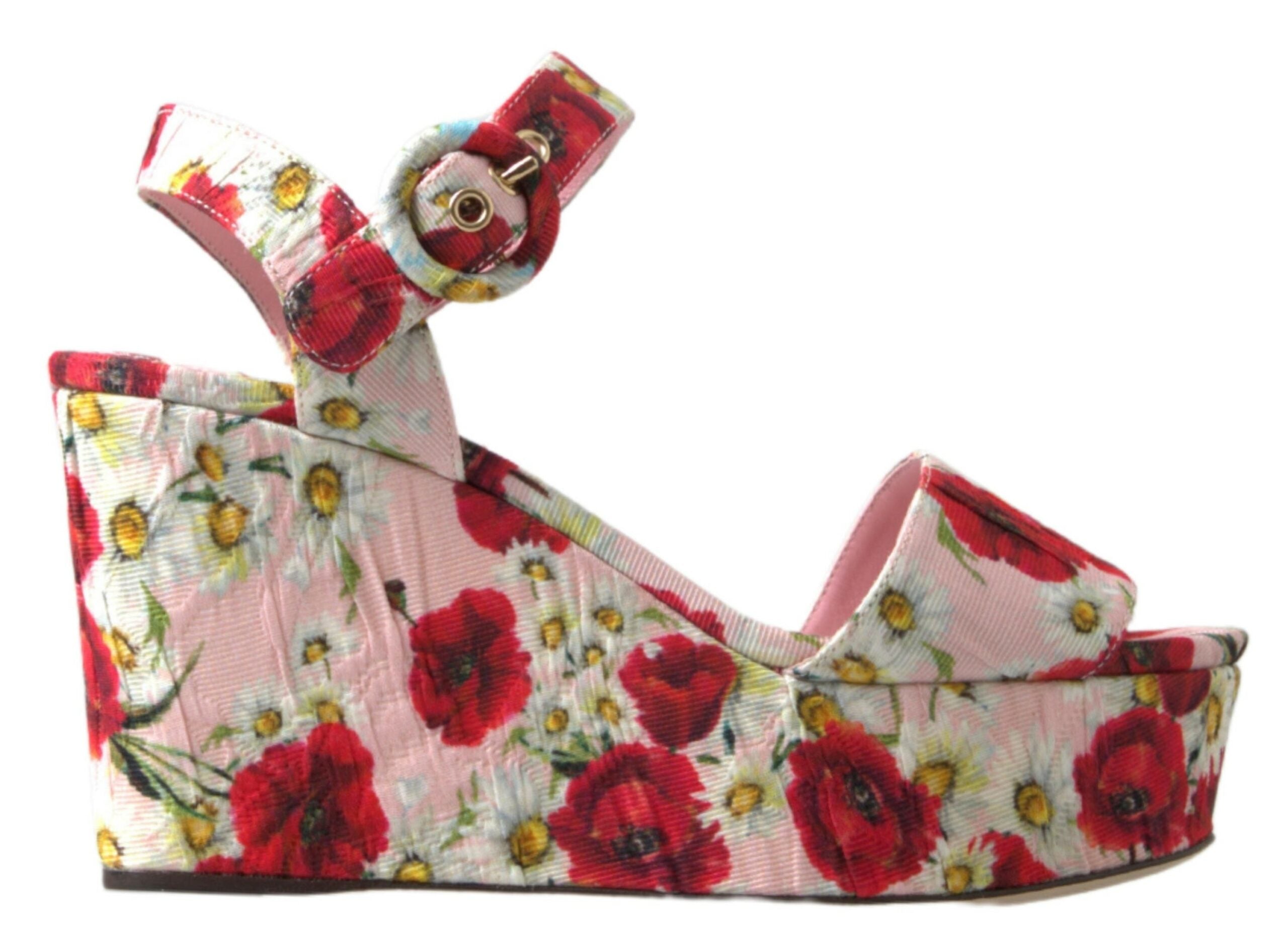 Dolce & Gabbana Multicolor floral print Wedges Floral Ankle Strap Sandals LUNESCAPE