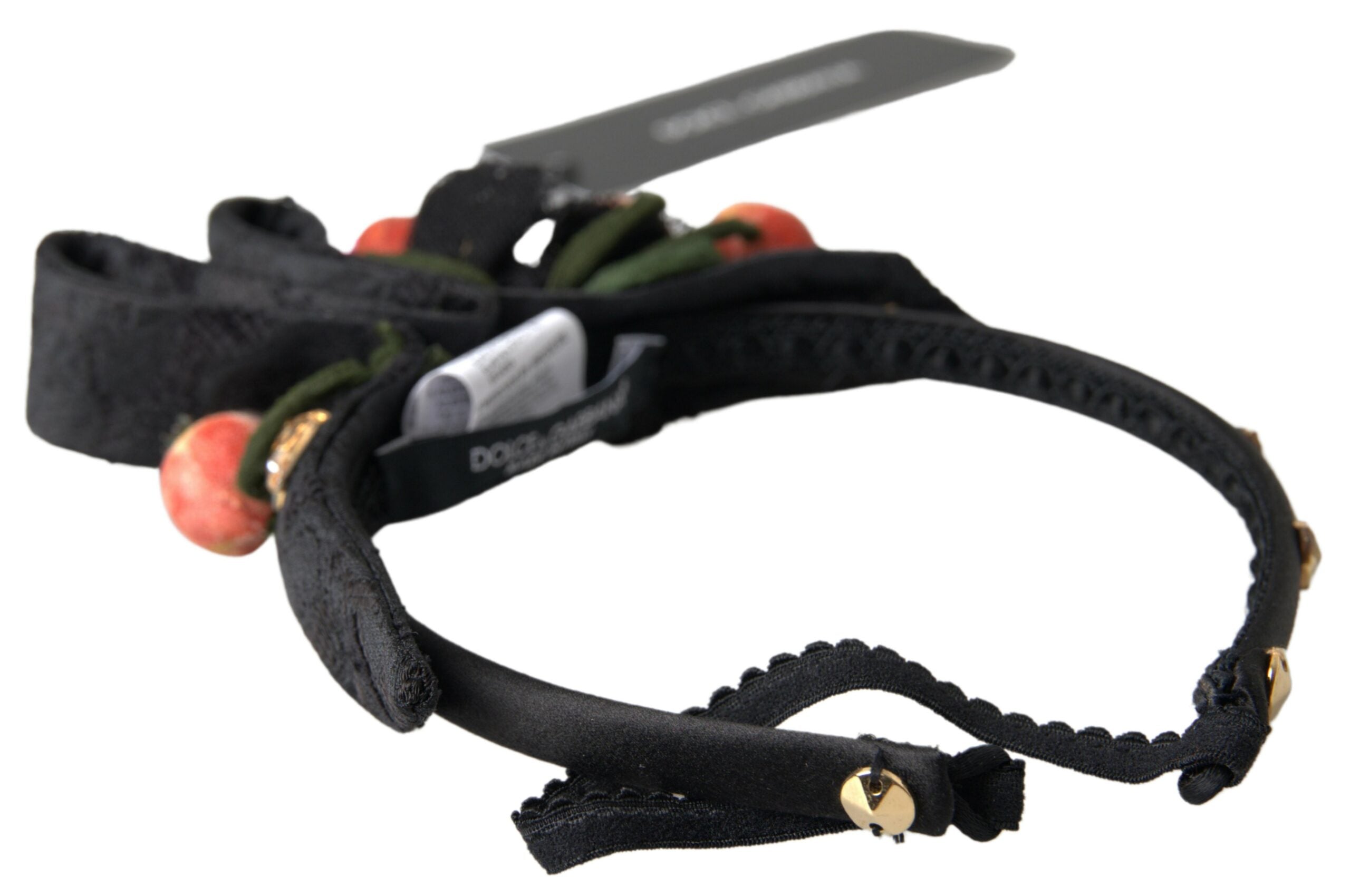 Dolce & Gabbana Black with multicolor Fig Fruit Crystal Tiara Diadem Headband LUNESCAPE