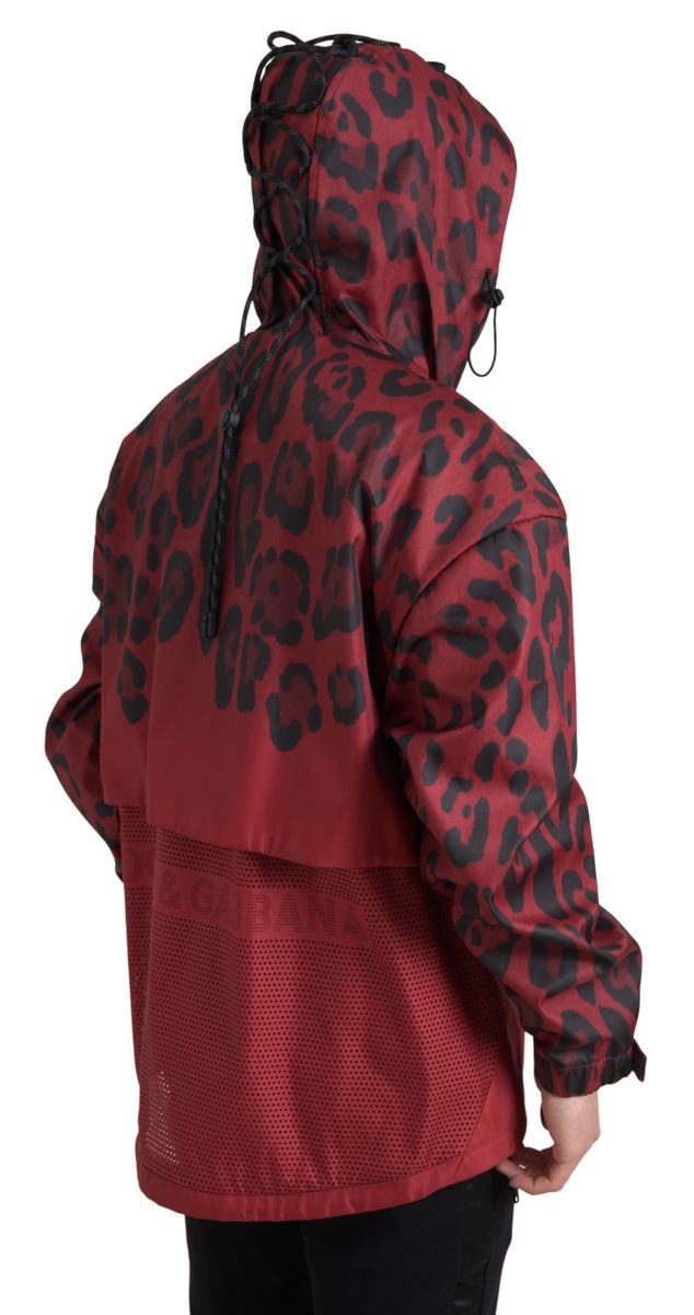 Dolce & Gabbana Red Leopard Hooded Rain Coat