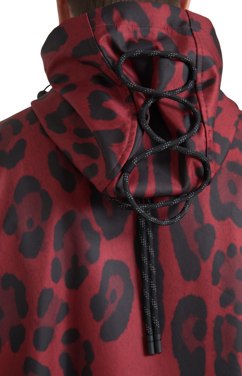 Dolce & Gabbana Red Leopard Hooded Rain Coat