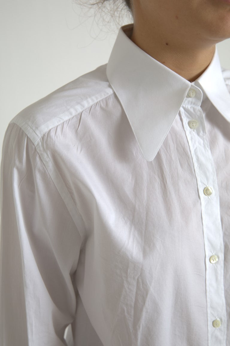 Dolce & Gabbana Elegant White Cotton Collared Top LUNESCAPE