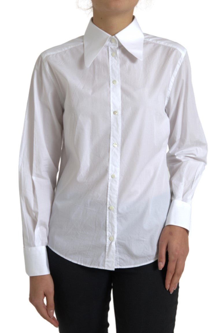 Dolce & Gabbana Elegant White Cotton Collared Top LUNESCAPE