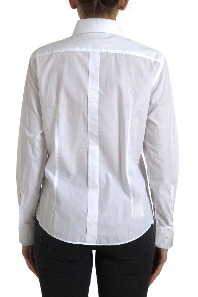 Dolce & Gabbana Elegant White Cotton Collared Top LUNESCAPE