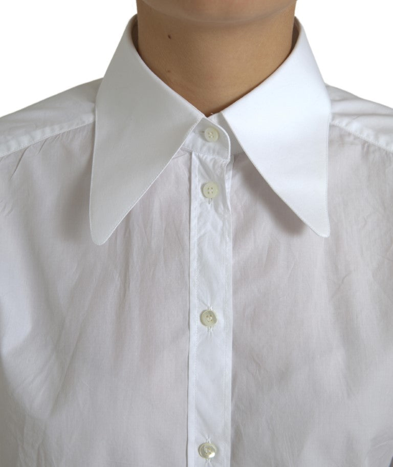 Dolce & Gabbana Elegant White Cotton Collared Top LUNESCAPE