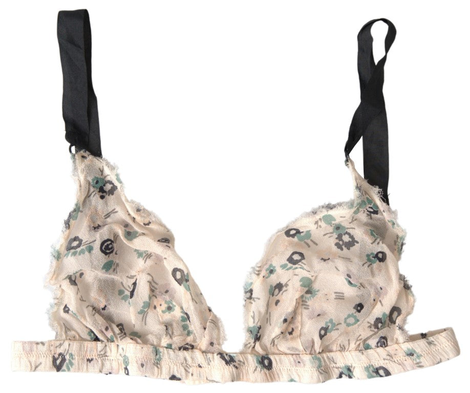 Costume National Beige Floral Underwear Bikini Bra LUNESCAPE