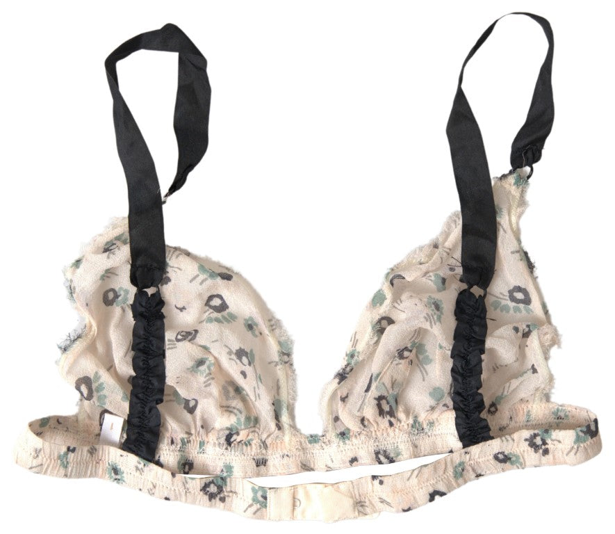 Costume National Beige Floral Underwear Bikini Bra LUNESCAPE