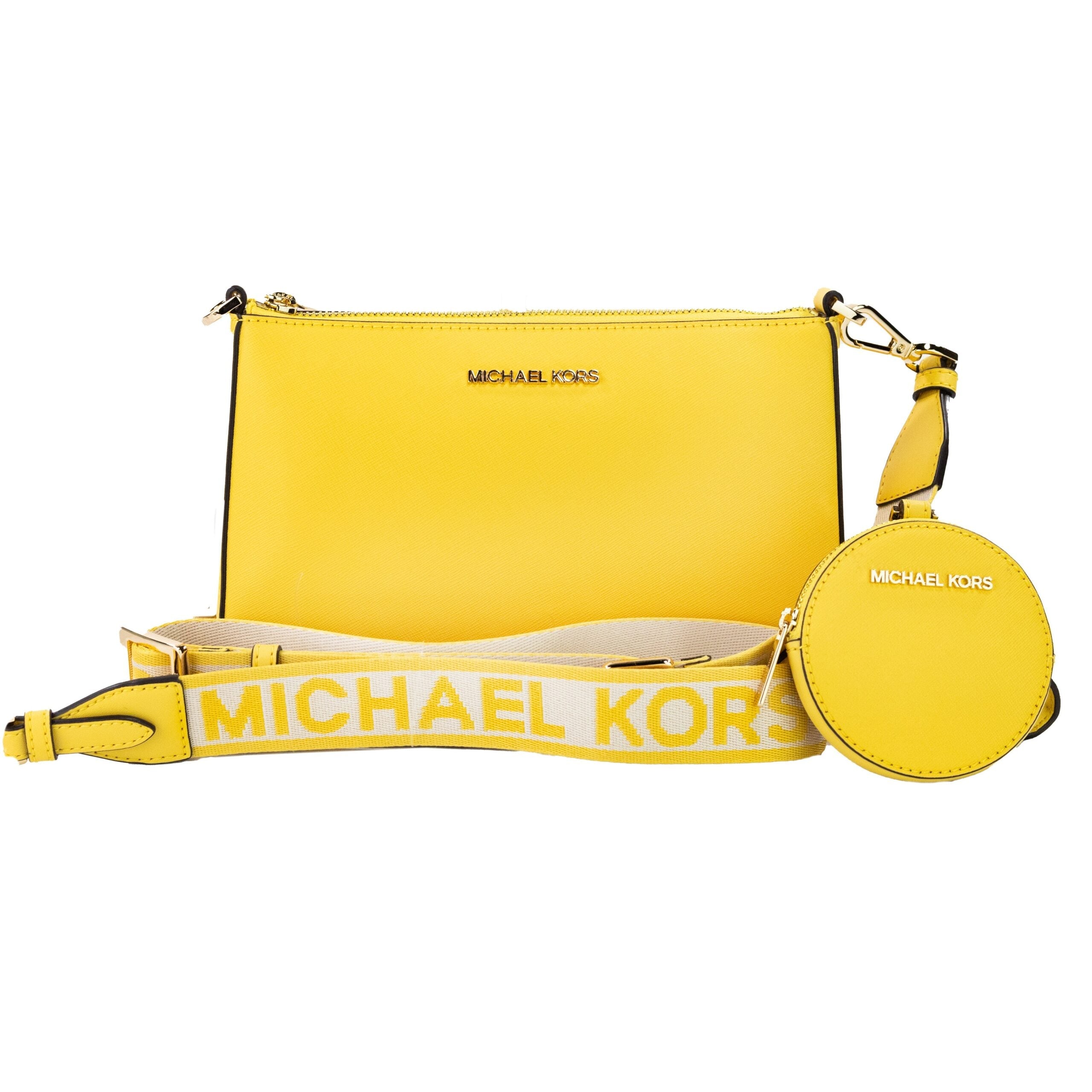 Michael Kors Jet Set Daffodil Vegan Crossbody Tech Attachment Bag Purse LUNESCAPE
