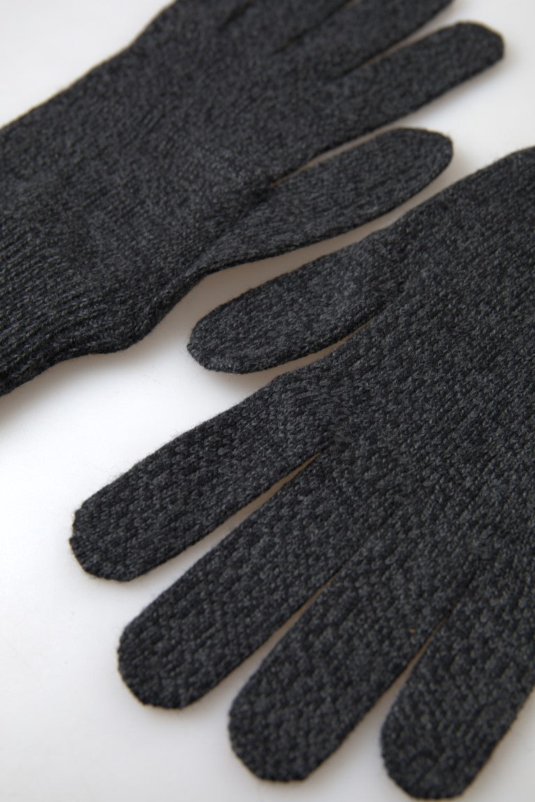 Dolce & Gabbana Gray Virgin Wool Knit Hands Mitten Men Gloves LUNESCAPE