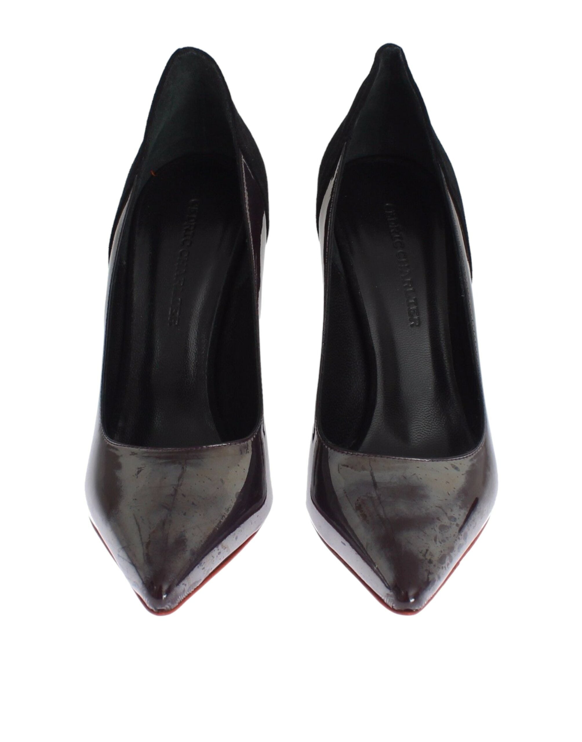 Cédric Charlier Gray Black Leather Suede Heels Pumps Shoes LUNESCAPE