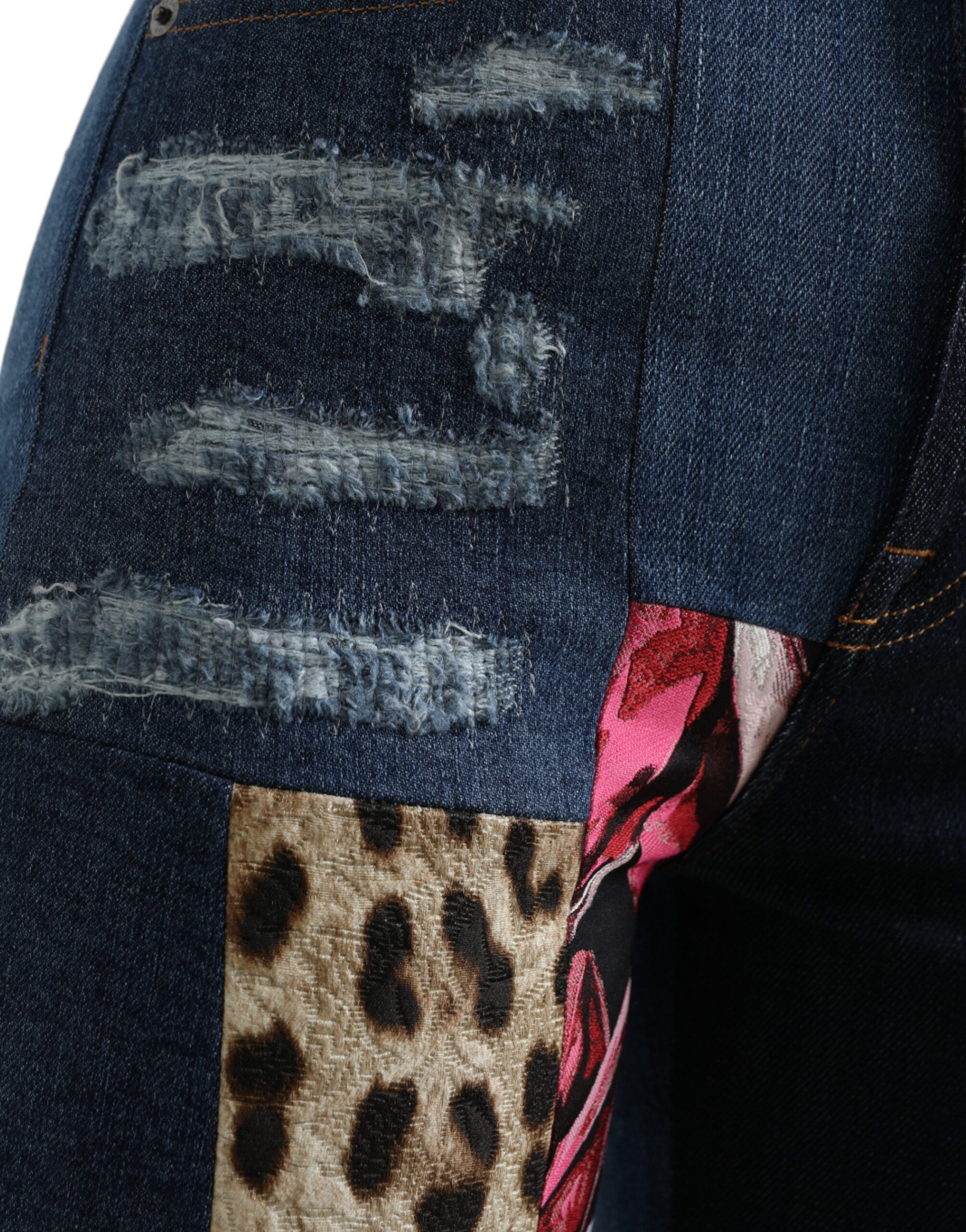 Dolce & Gabbana Multicolor Patchwork GRACE Skinny Denim Jeans LUNESCAPE