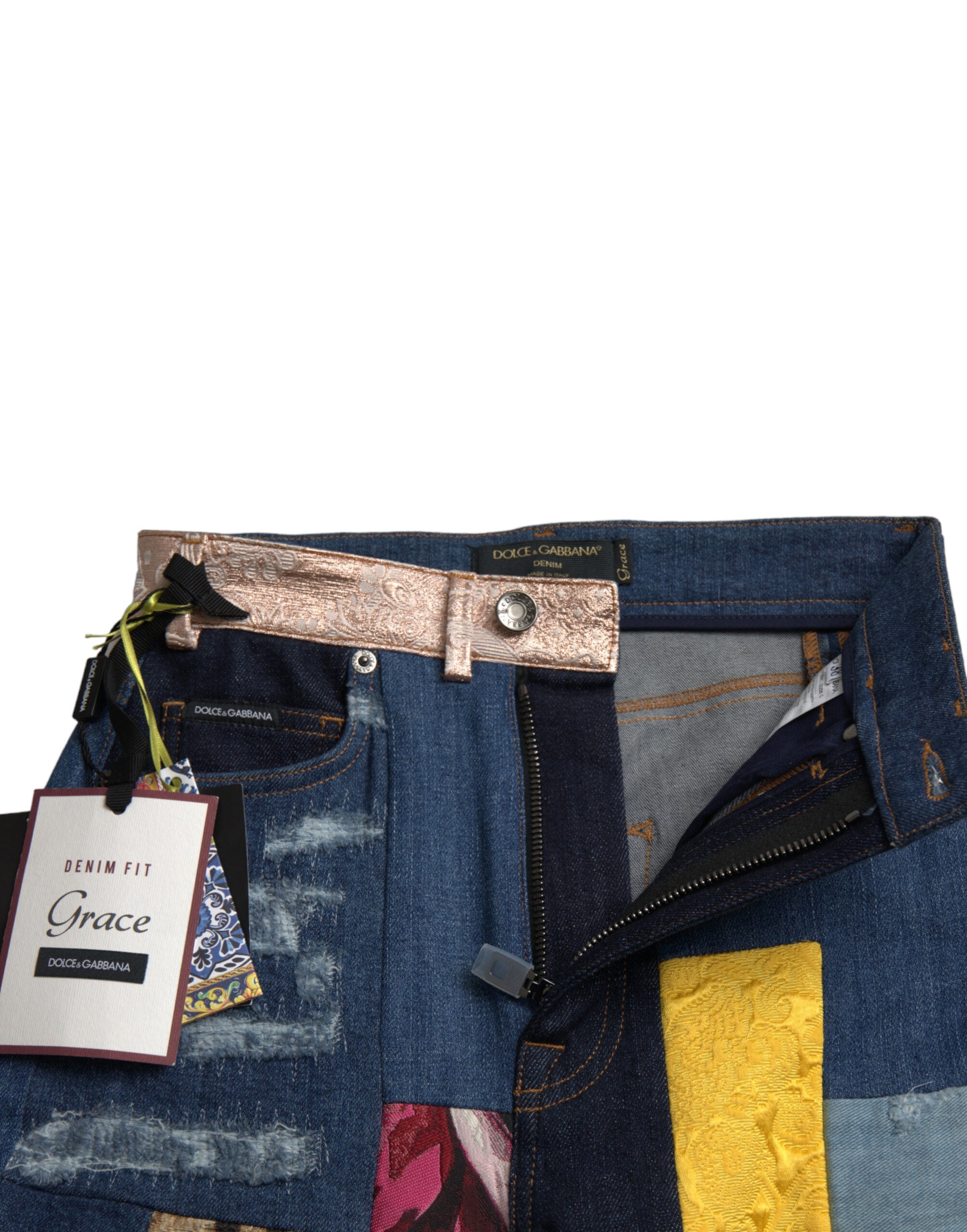 Dolce & Gabbana Multicolor Patchwork GRACE Skinny Denim Jeans LUNESCAPE