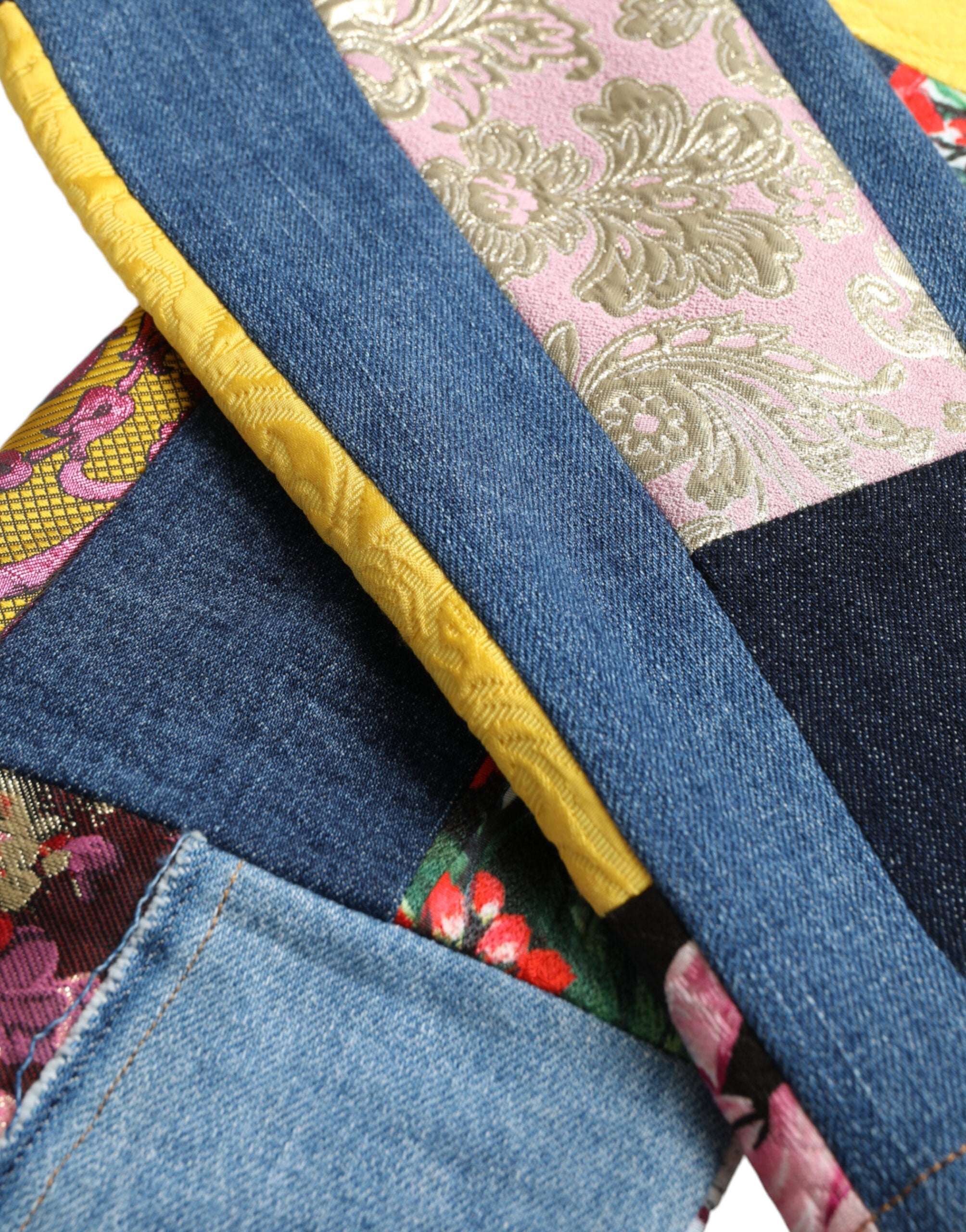 Dolce & Gabbana Multicolor Patchwork GRACE Skinny Denim Jeans LUNESCAPE