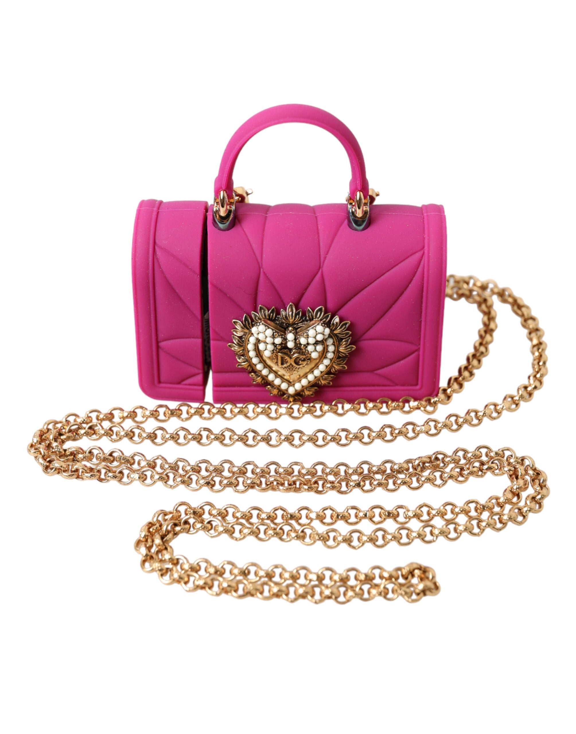Dolce & Gabbana Chic Quilted Silicone Airpods Case - Pink & Gold LUNESCAPE
