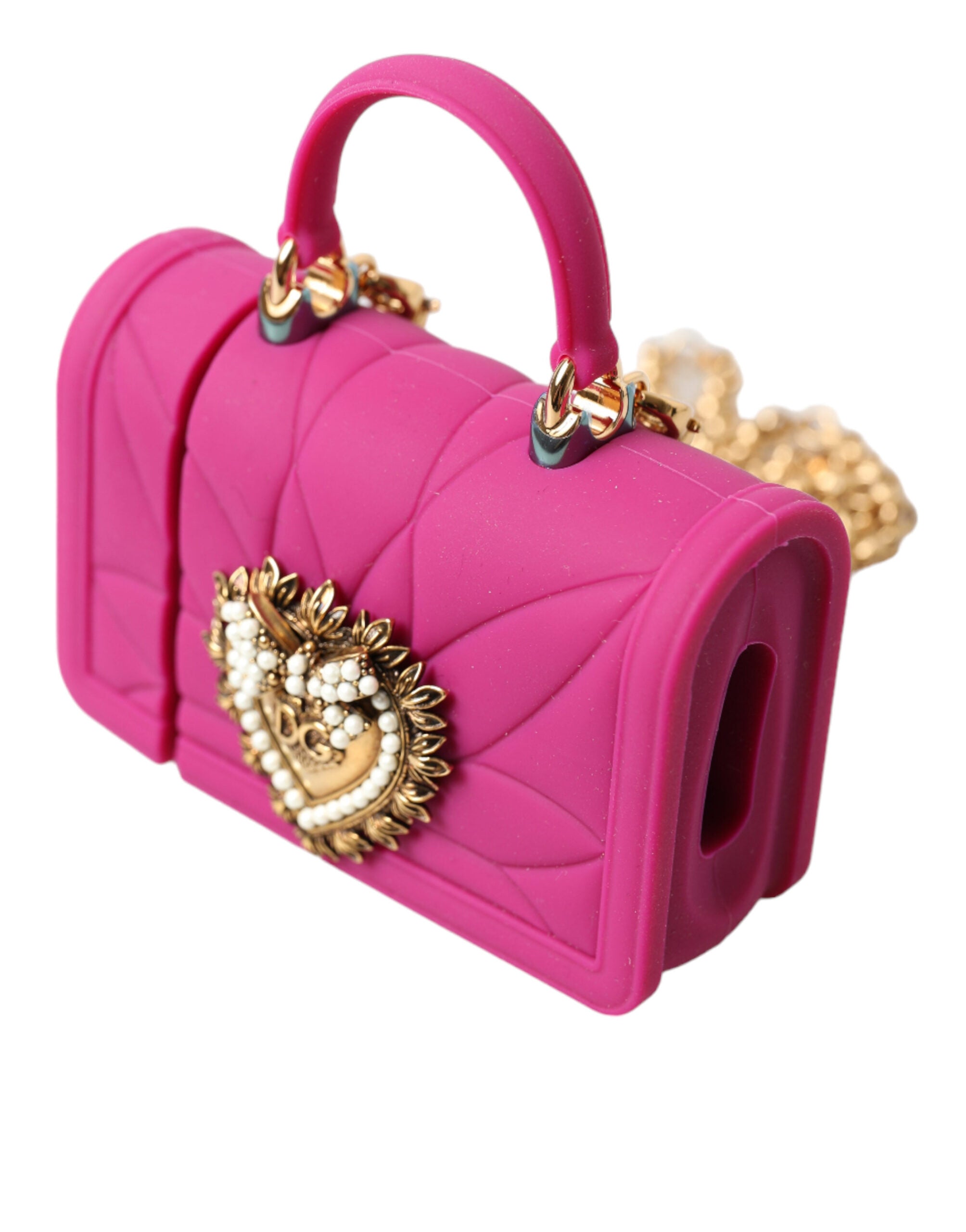 Dolce & Gabbana Chic Quilted Silicone Airpods Case - Pink & Gold LUNESCAPE