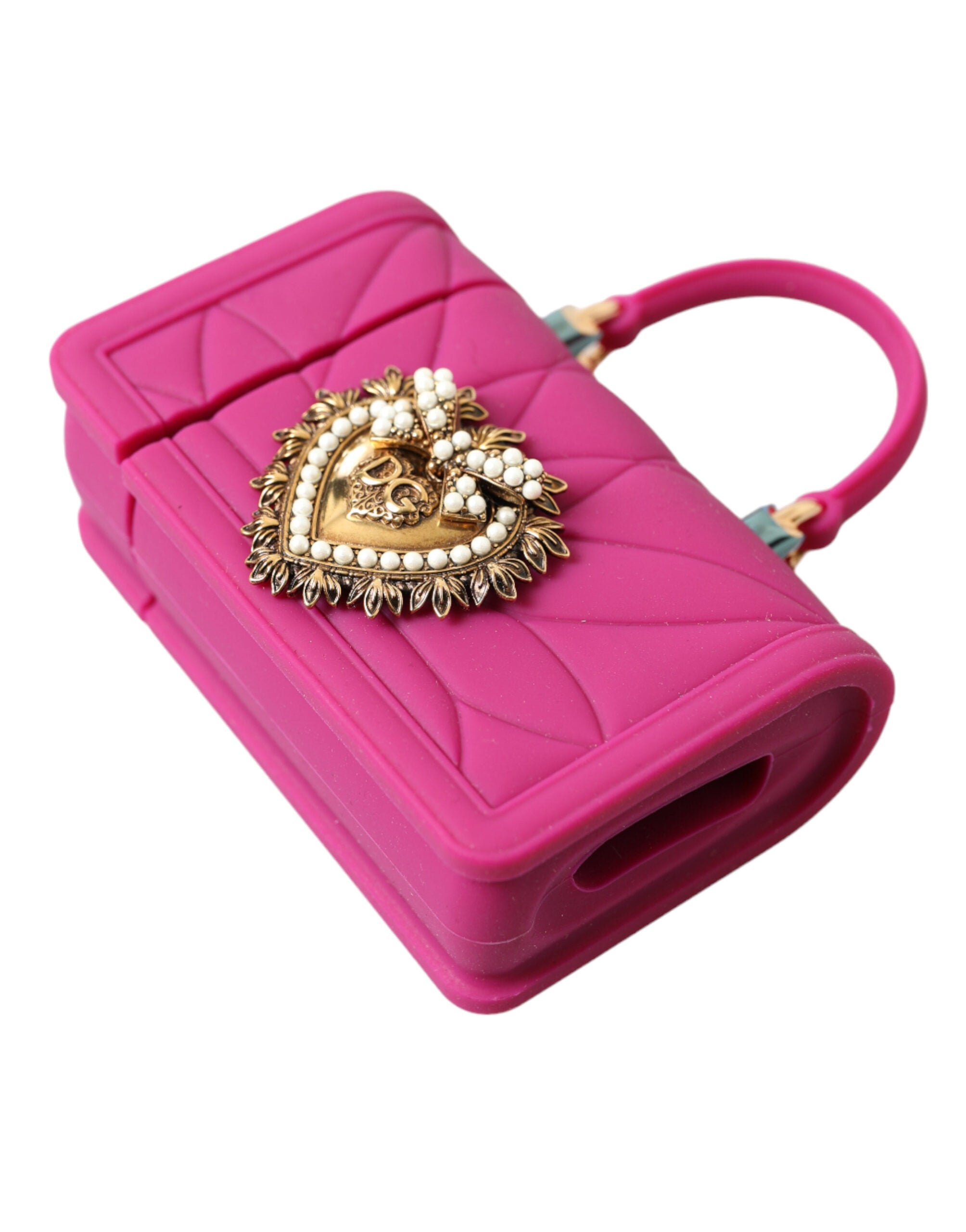 Dolce & Gabbana Chic Quilted Silicone Airpods Case - Pink & Gold LUNESCAPE