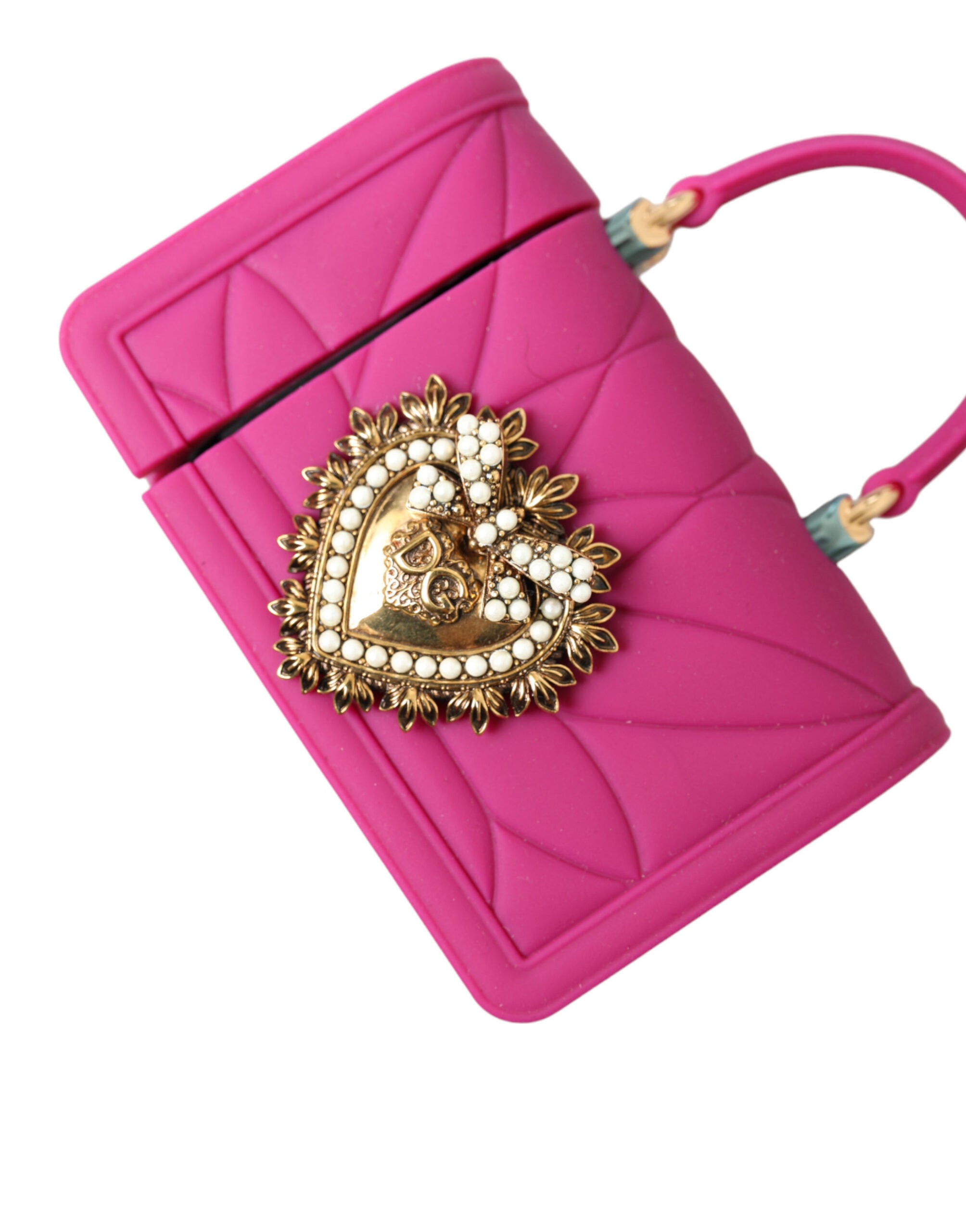 Dolce & Gabbana Chic Quilted Silicone Airpods Case - Pink & Gold LUNESCAPE