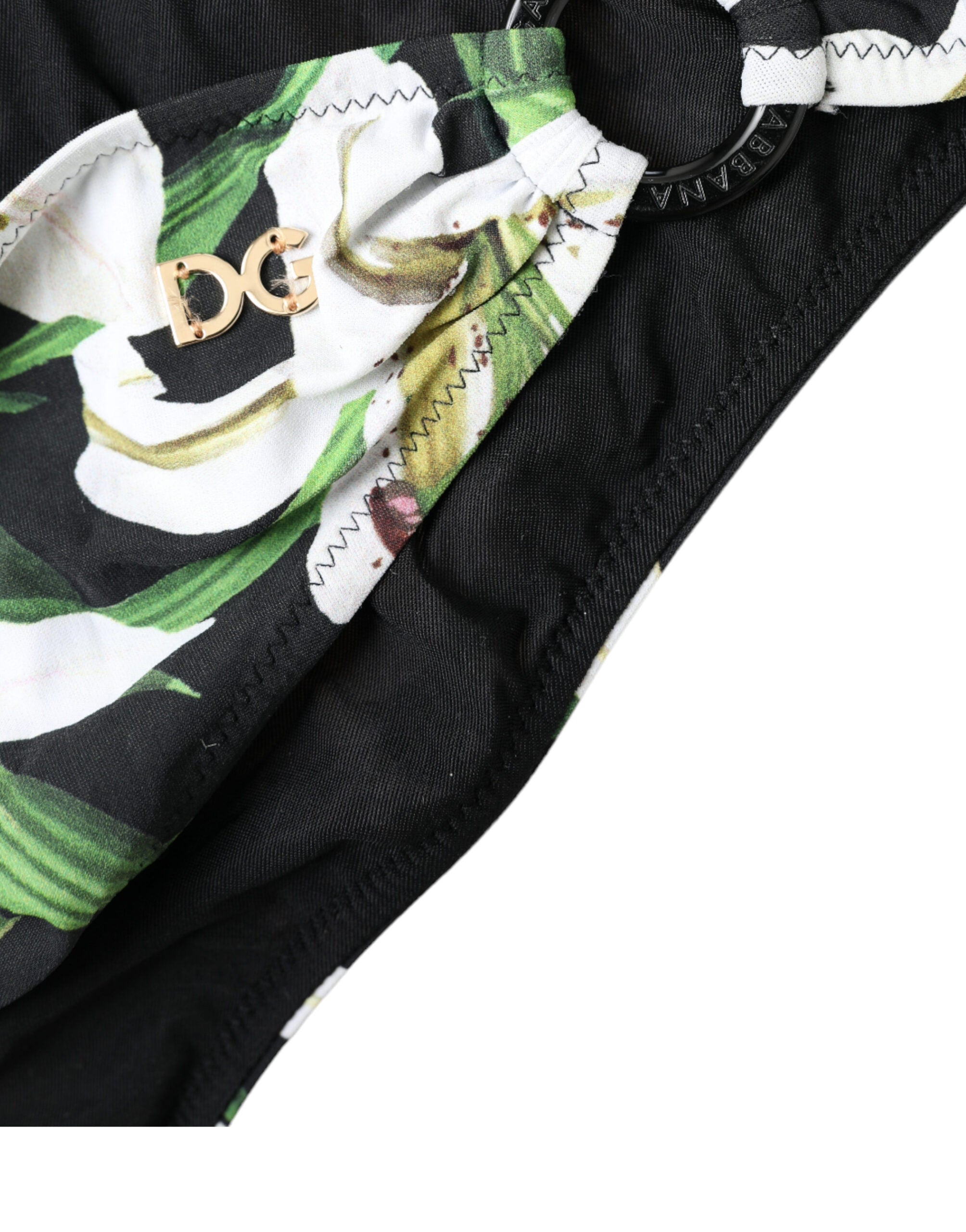 Dolce & Gabbana Black Lily Print Swimwear Bottom Beachwear Bikini LUNESCAPE