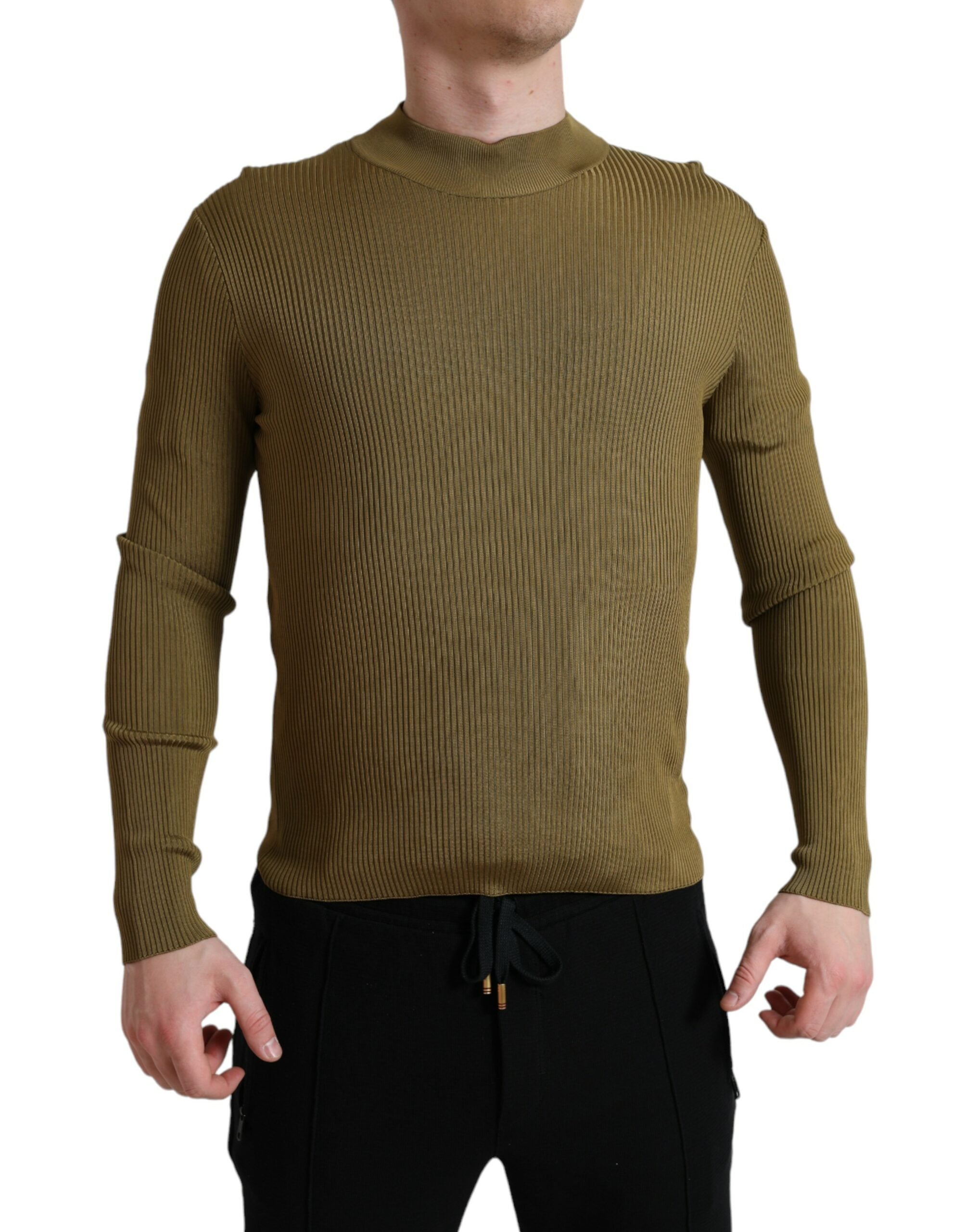 Dolce & Gabbana Army Green Crewneck Pullover Sweater LUNESCAPE