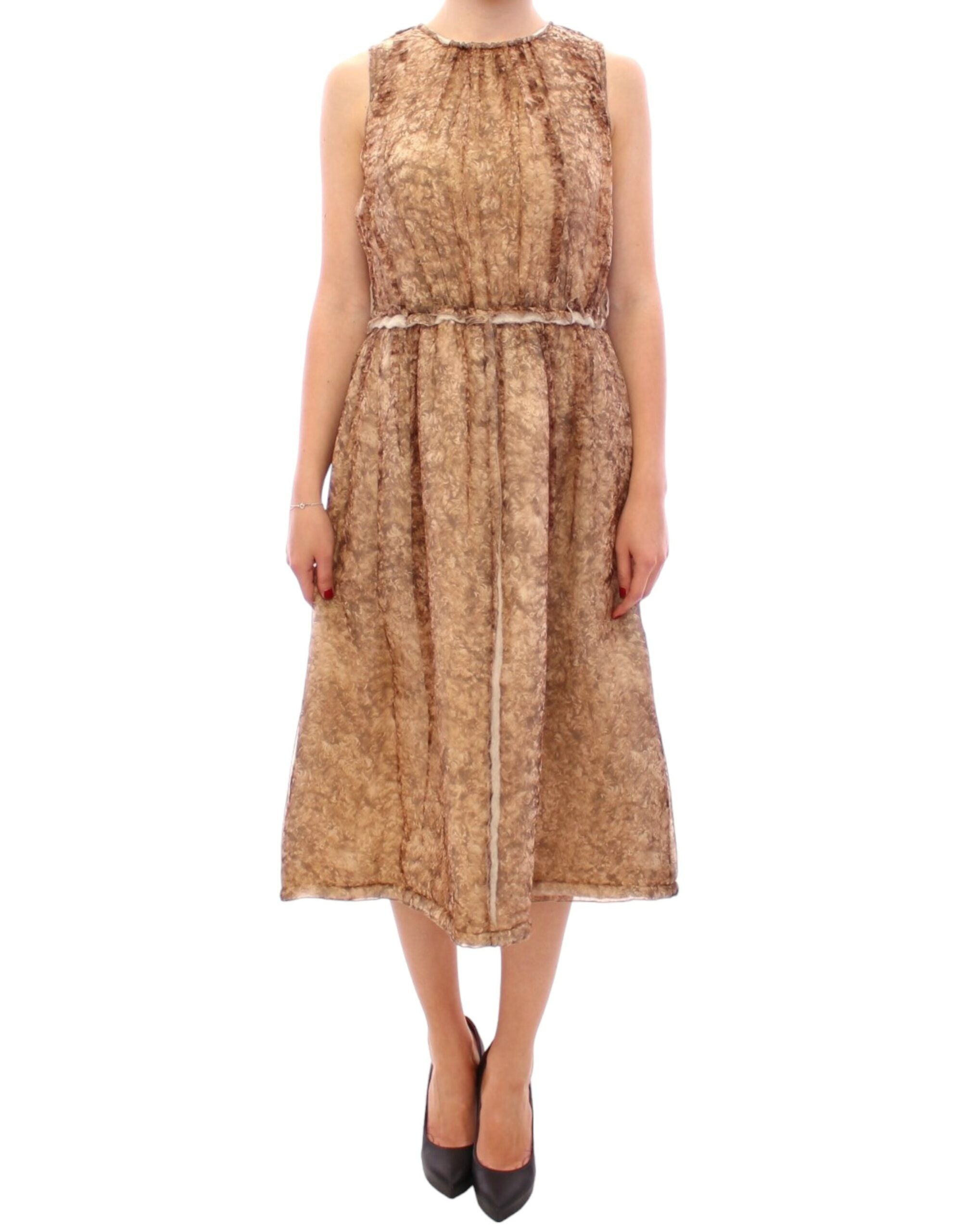 Dolce & Gabbana Brown sleeveless silk dress LUNESCAPE