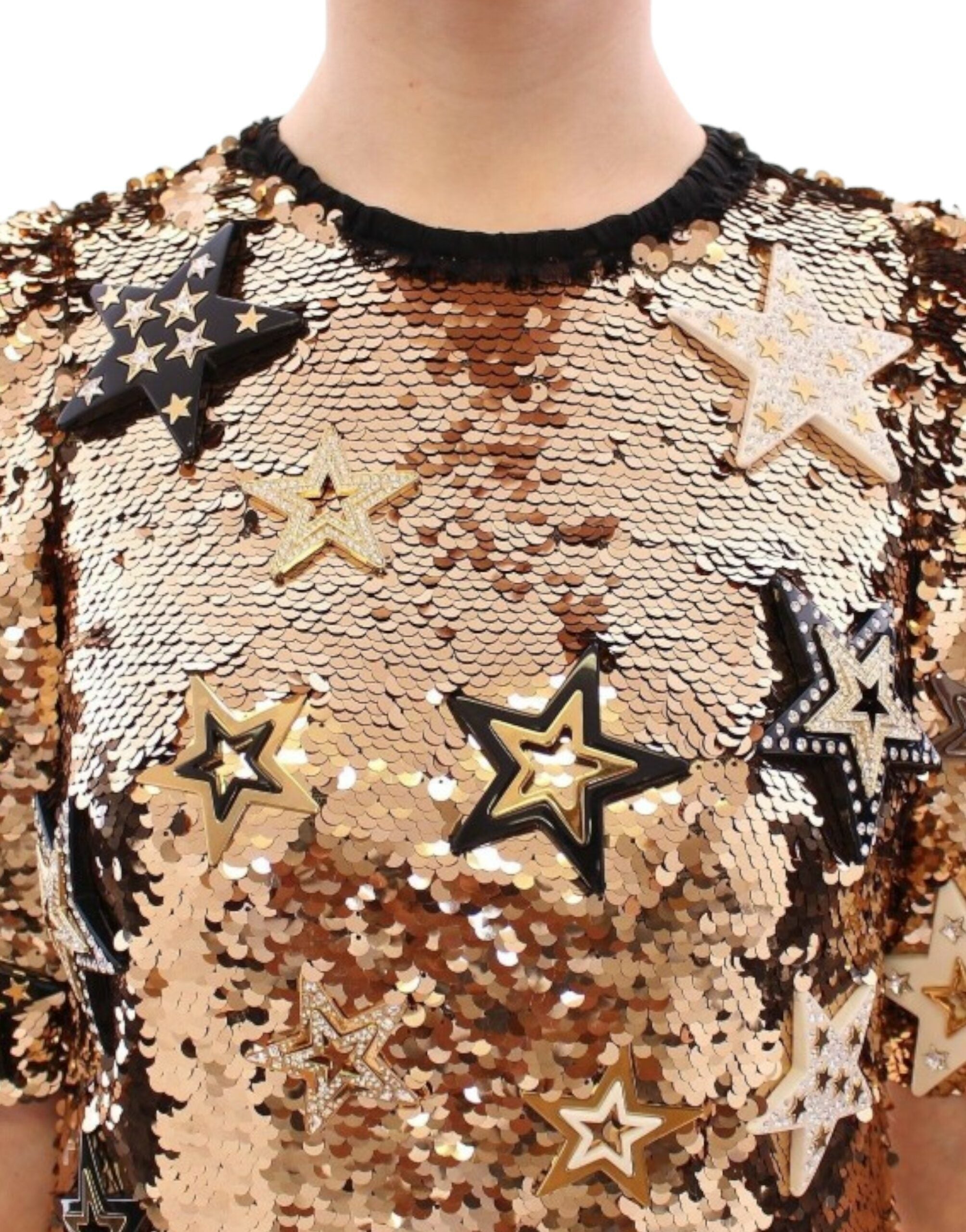 Dolce & Gabbana Masterpiece gold sequined crystal swarovski dress LUNESCAPE