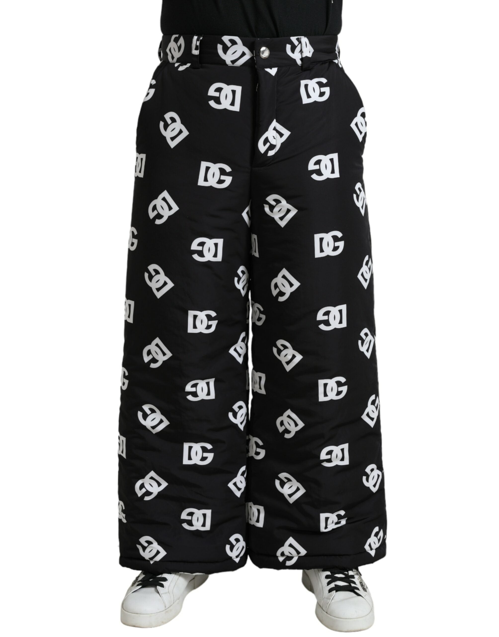 Dolce & Gabbana Black Logo DG Print Wide Leg Pants LUNESCAPE