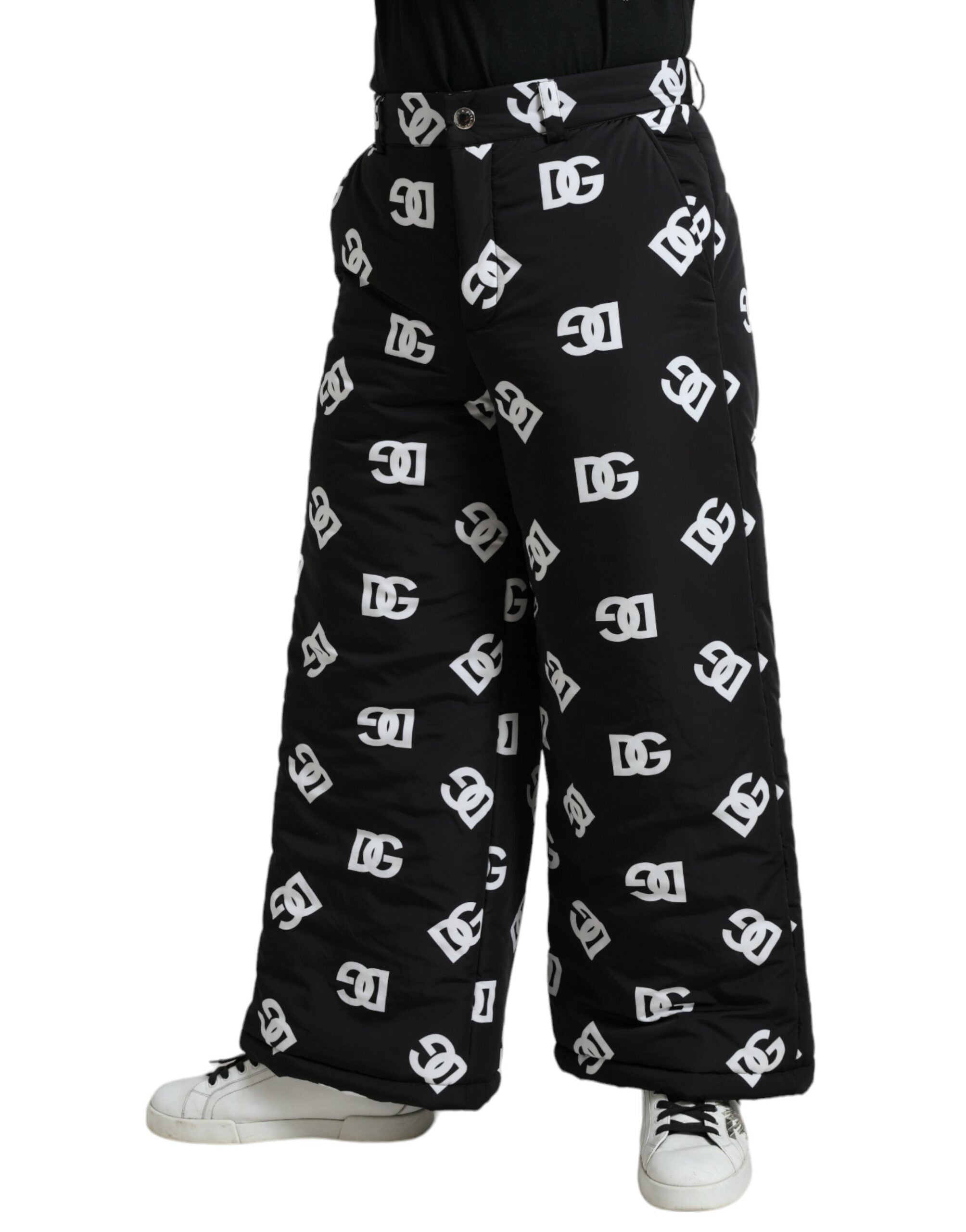 Dolce & Gabbana Black Logo DG Print Wide Leg Pants LUNESCAPE