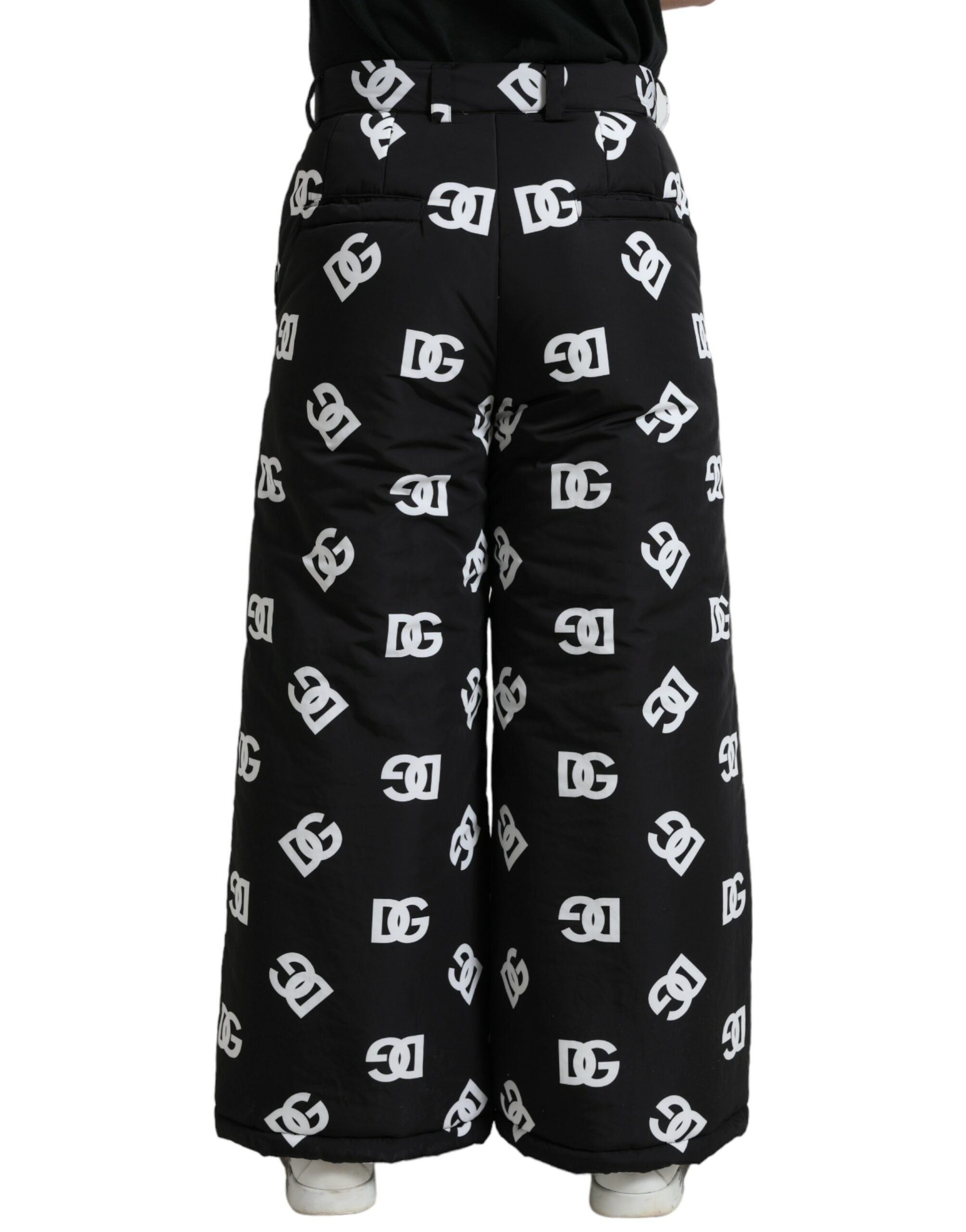 Dolce & Gabbana Black Logo DG Print Wide Leg Pants LUNESCAPE