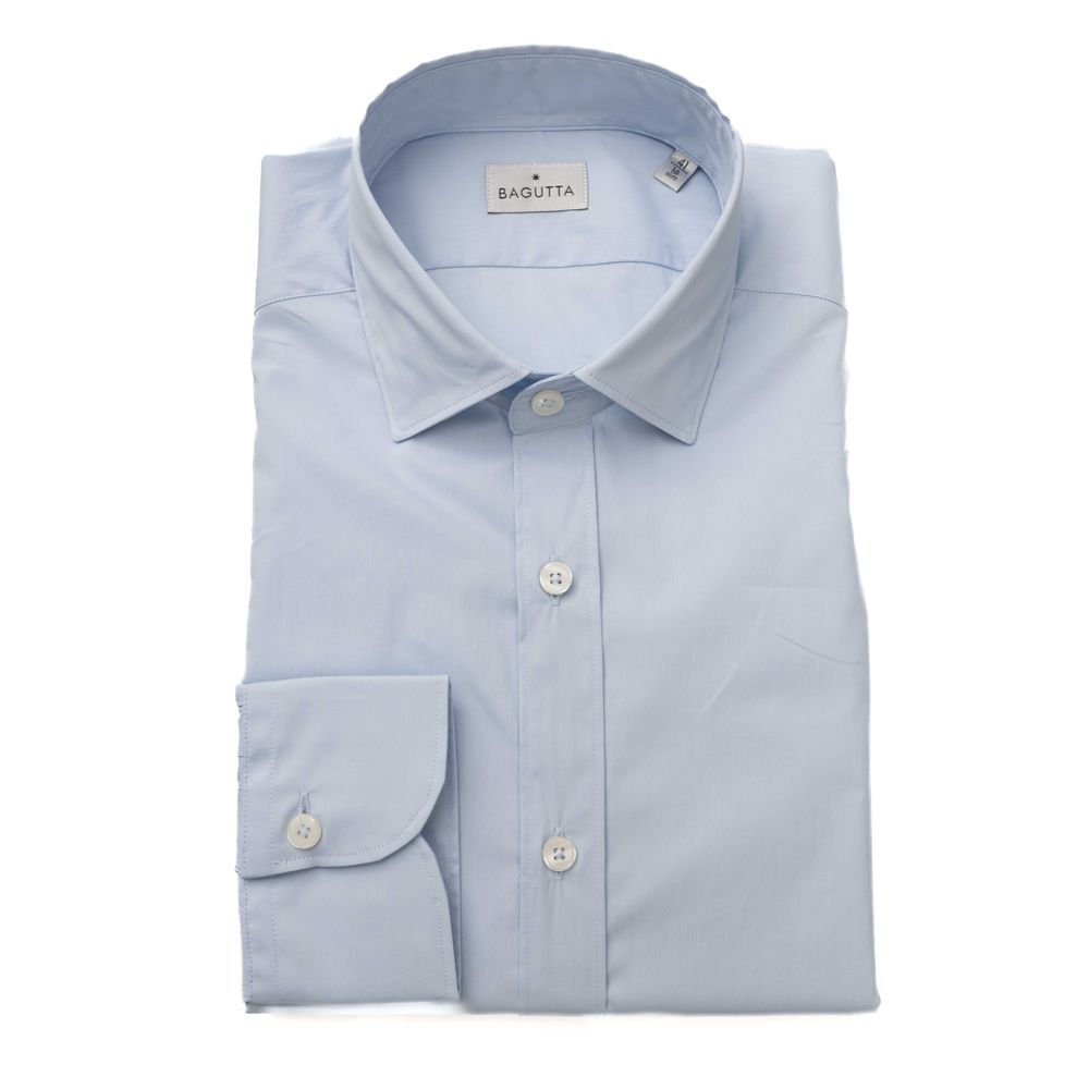Bagutta Light Blue Cotton Men Shirt LUNESCAPE