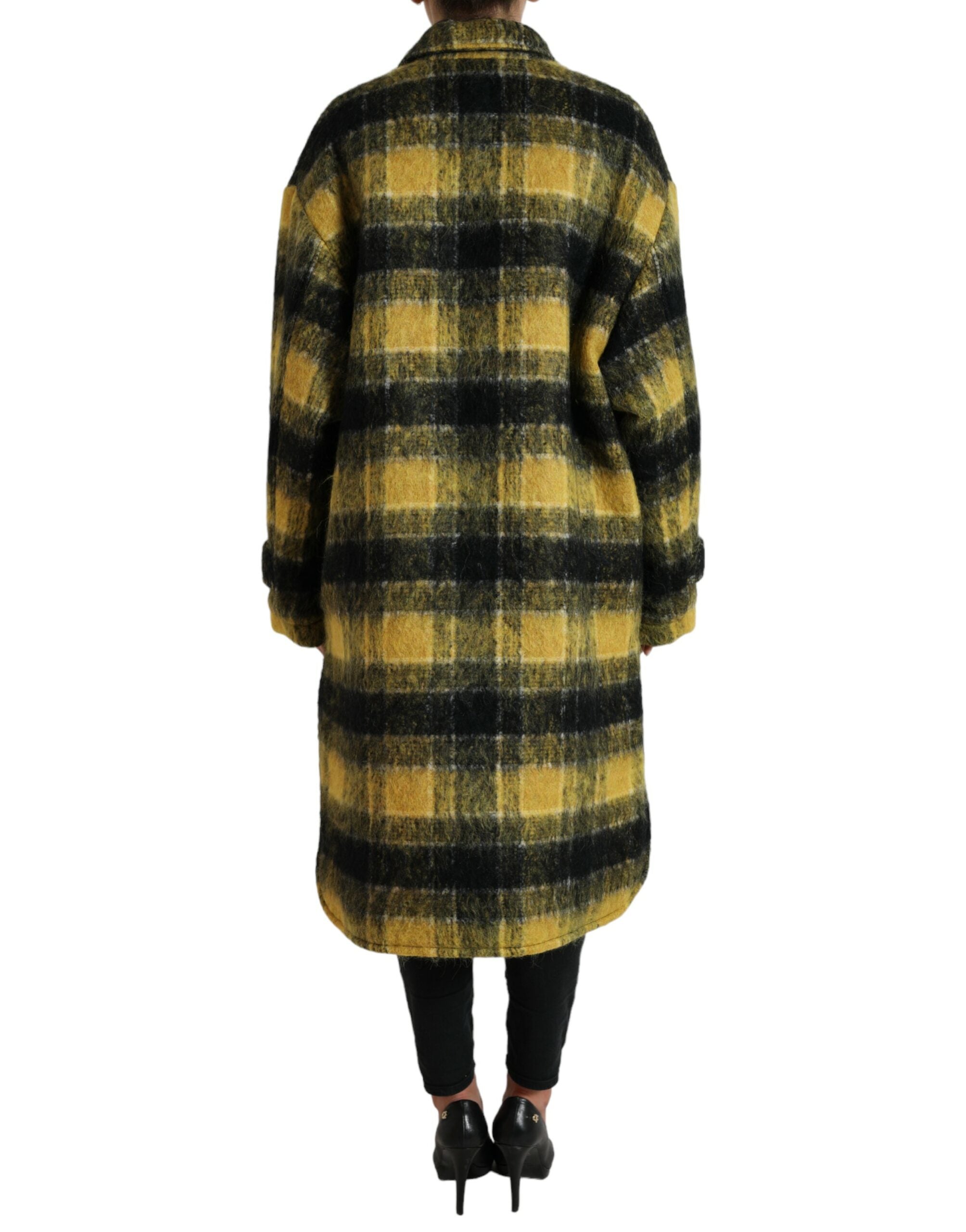 Dolce & Gabbana Yellow Plaid Long Sleeve Casual Coat Jacket LUNESCAPE