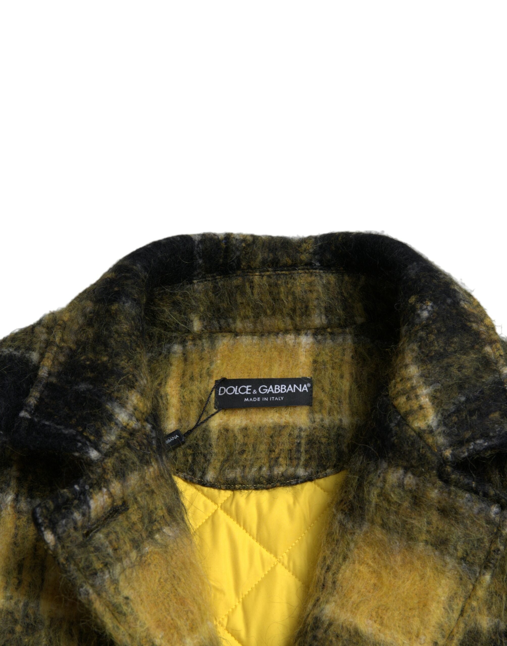 Dolce & Gabbana Yellow Plaid Long Sleeve Casual Coat Jacket LUNESCAPE